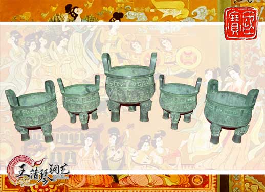 銅鼎，銅五鼎，中國鼎，佛像用鼎